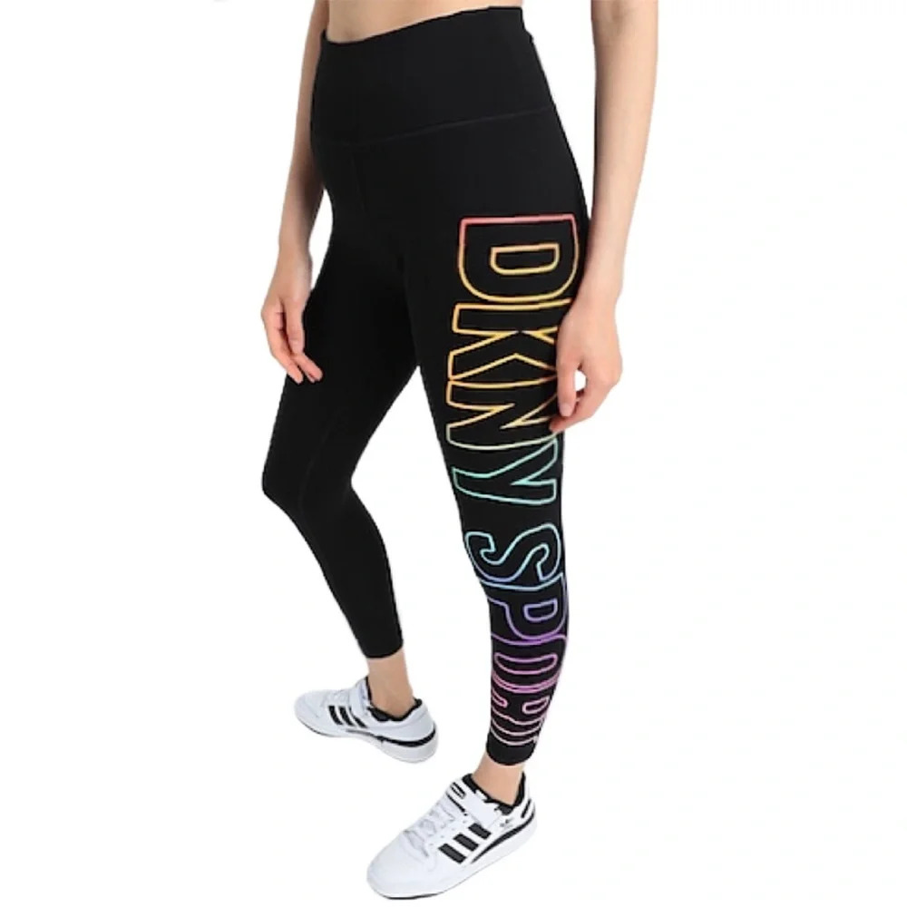 DKNY Women’s Exploded  Ombré Logo 7/8
Leggings Black SIZE: SMALL
